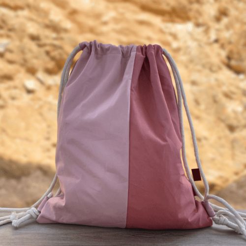 Rucksack/ Turnbeutel/ Kordelzugbeutel "Monte Clérigo" aus recyceltem Sonnenschirm; leichter, wasserabweisender Upcycling Beutel
