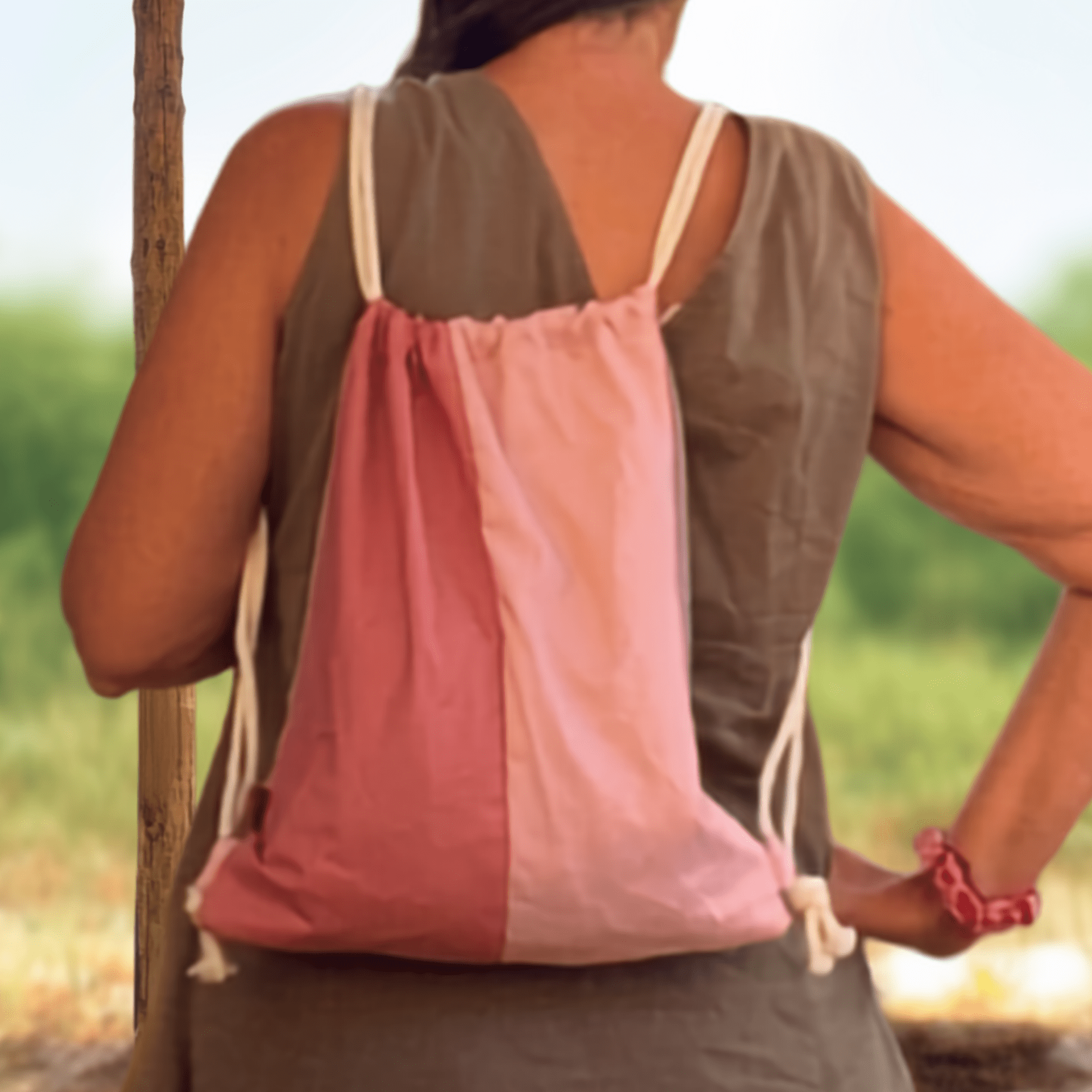 Rucksack/ Turnbeutel/ Kordelzugbeutel "Monte Clérigo" aus recyceltem Sonnenschirm; leichter, wasserabweisender Upcycling Beutel